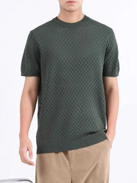 Men's Plus Size Diamond Pattern Knitted Short Sleeve T-Shirt 100400934320162 51 Affordable Fashion Under $100 Jerry's Apparel 