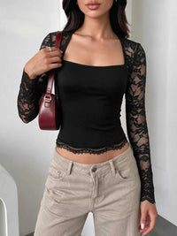 Lace Sleeve Square Neck Top 100100211394789 35 Affordable Fashion Under $100 Jerry's Apparel 