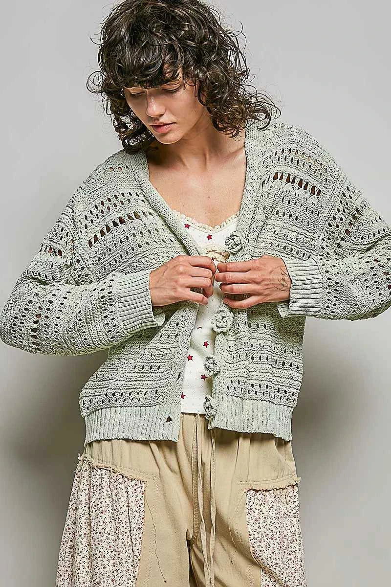 POL Open-Knit Floral Button Cardigan 100100372231681 66 Affordable Fashion Under $100 Jerry's Apparel 