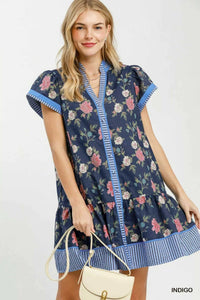 Umgee Floral Contrast Trim Ruffle Hem Mini Dress 100100092951620 66 Affordable Fashion Under $100 Jerry's Apparel 