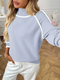 Contrast Trim Turtleneck Long Sleeve Sweater 100100412481042 50 Seasonal Fashion Collections Jerry's Apparel 