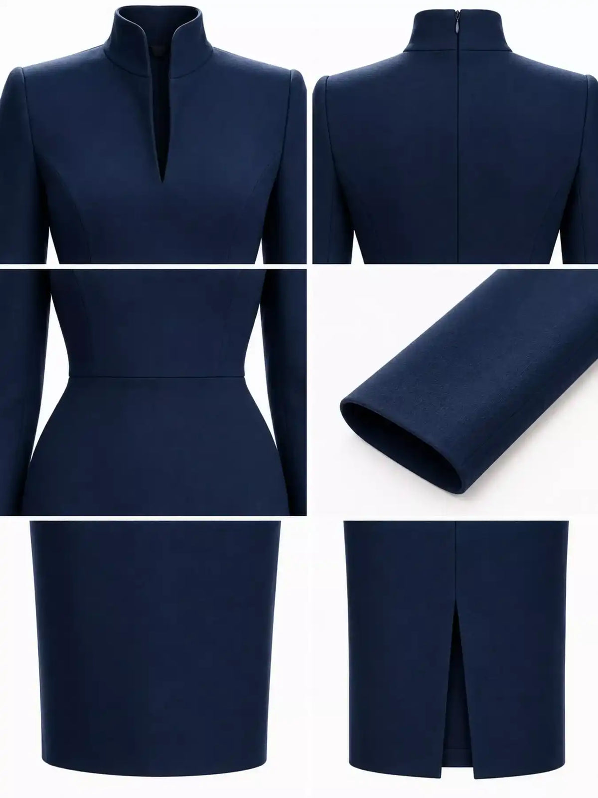 Full Size Stand-Collar Long-Sleeve Midi Dress Plus Size 101001432460062 48 Affordable Fashion Under $100 Jerry's Apparel 