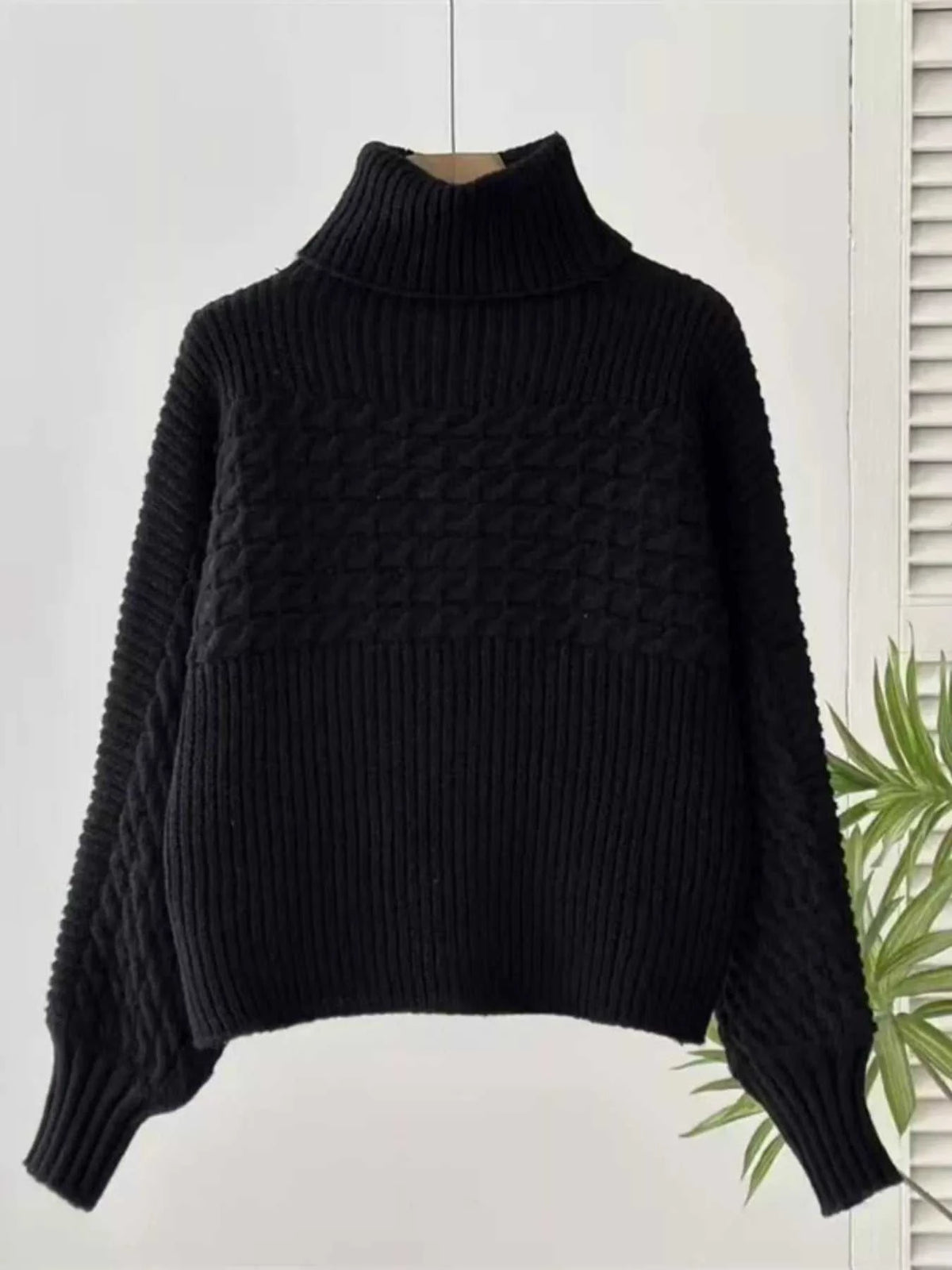 Textured Knit Turtleneck Long Sleeve Sweater 100100565063605 26 Affordable Fashion Under $100 Jerry's Apparel 