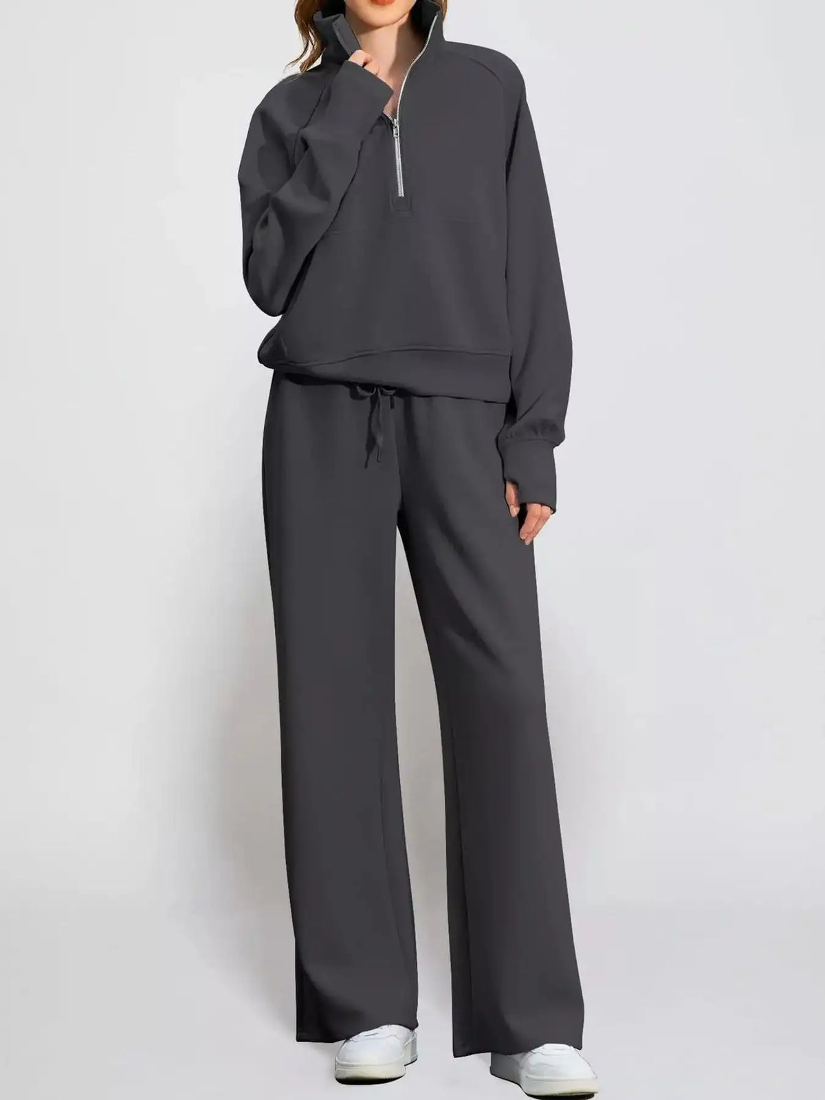 Half-Zip Sweatshirt and Wide-Leg Pants Set 101001840100593 40 Affordable Fashion Under $100 Jerry's Apparel 