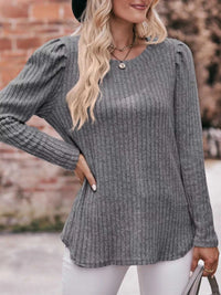 Ribbed Knit Puff Sleeve T-Shirt 100100962471478 28 Affordable Fashion Under $100 Jerry's Apparel 
