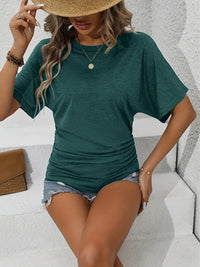 Ruched Side Round Neck T-Shirt