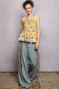 POL Floral Smocked Ruffled Cami with Tie Shoulder Straps 100100869351692 64 Affordable Fashion Under $100 Jerry's Apparel 