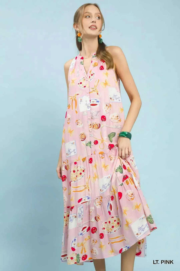 Umgee Abstract Print Tiered Halter Midi Dress 100100096161442 66 Affordable Fashion Under $100 Jerry's Apparel 