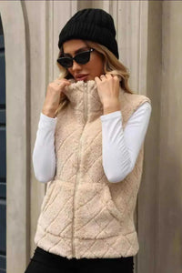 Fuzzy Plaid Texture Zip Up Vest Coat 100100915540550 35 Affordable Fashion Under $100 Jerry's Apparel 