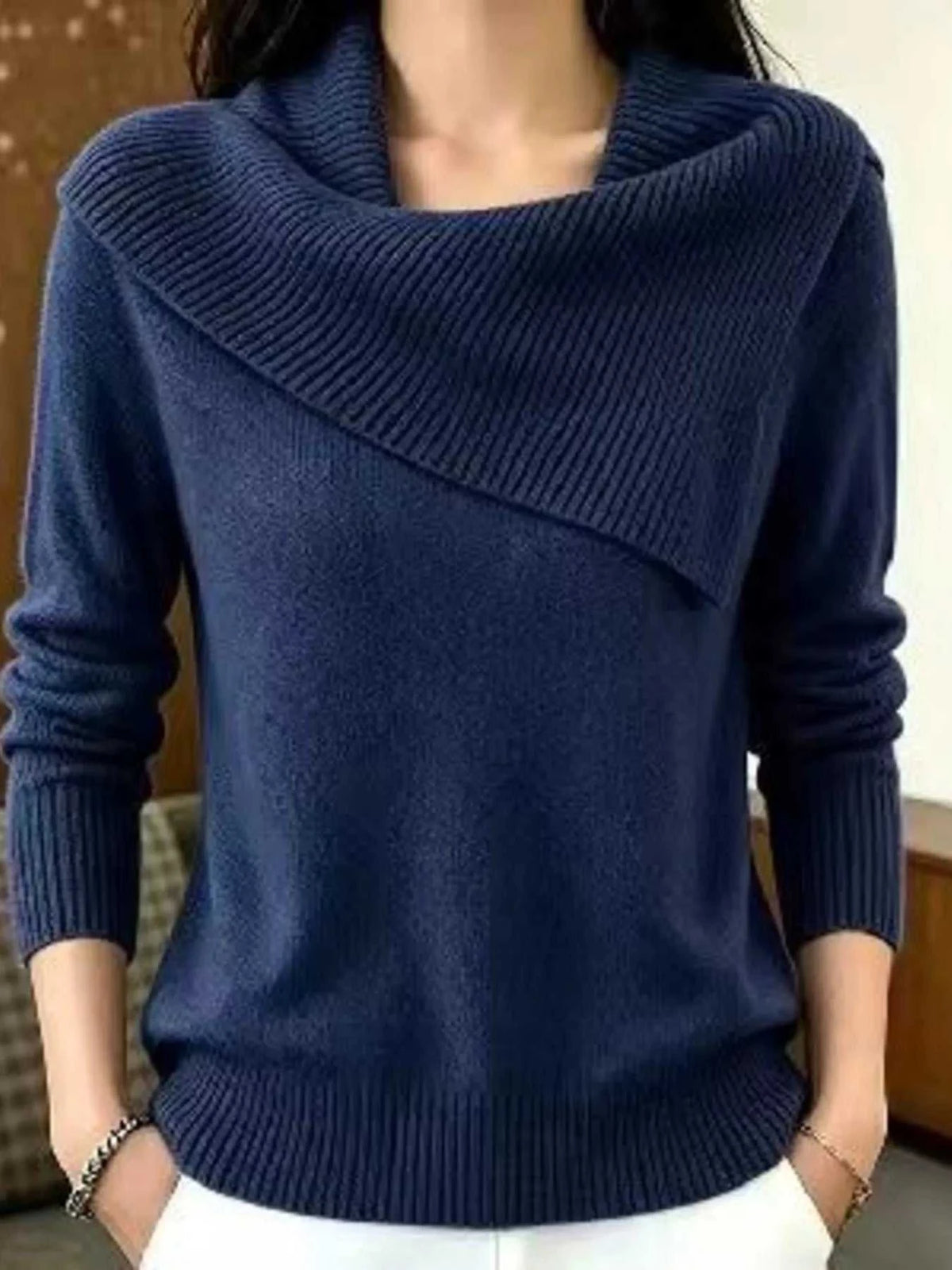 Full Size Asymmetric Ribbed Collar Sweater Plus Size 101002369014194 47 Affordable Fashion Under $100 Jerry's Apparel 
