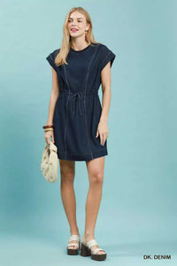 Umgee Drawstring Waist Frayed Denim Mini Dress 100100711441288 53 Affordable Fashion Under $100 Jerry's Apparel 