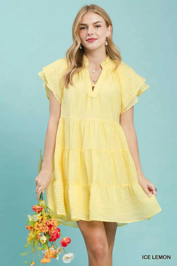 Umgee Tiered Ruffle Sleeve Textured Mini Dress 100100762951591 57 Affordable Fashion Under $100 Jerry's Apparel 