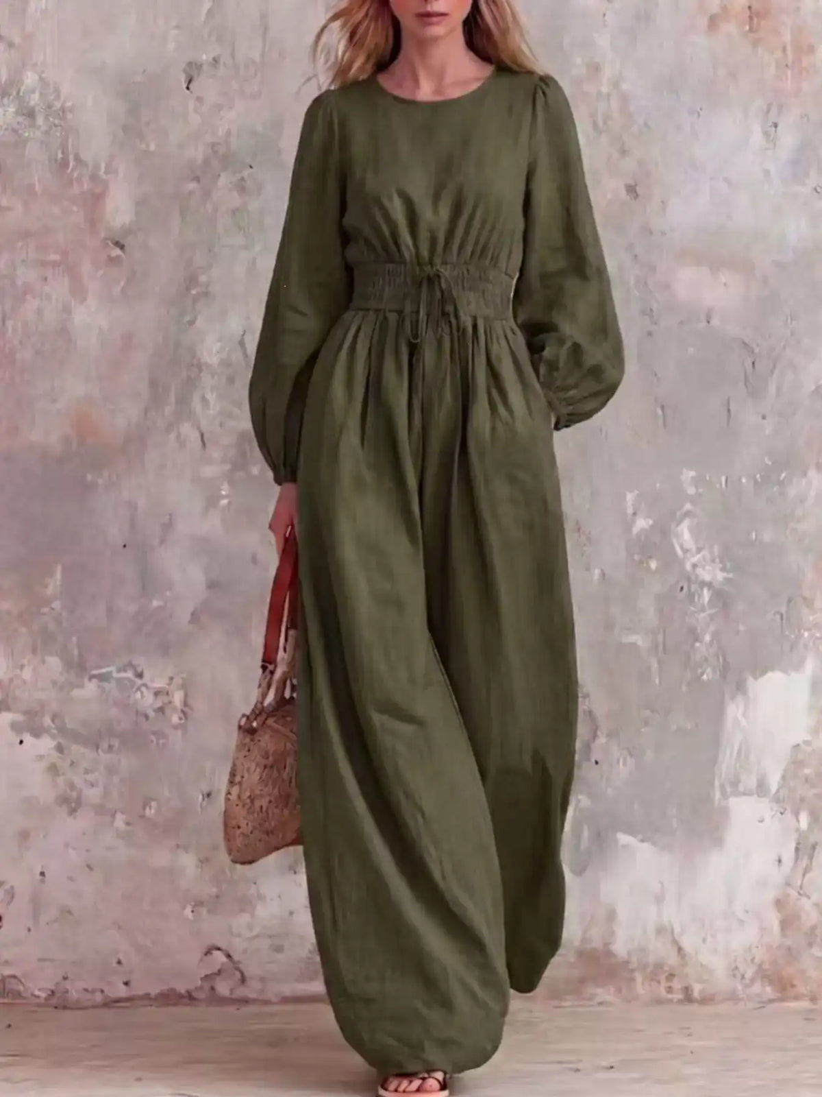 Smocked Waist Long-Sleeve Jumpsuit 101001514200781 49 Affordable Fashion Under $100 Jerry's Apparel 