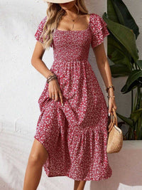 Floral Print Smocked Ruffle Sleeves Dress 100100039252836 42 Affordable Fashion Under $100 Jerry's Apparel 