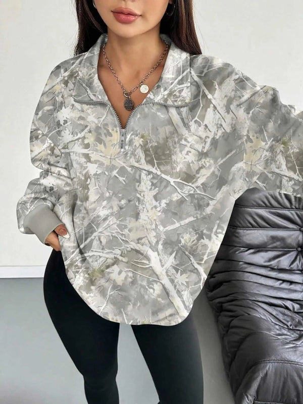 Quarter-Zip Printed Sweatshirt with Ribbed Cuffs 101001572580129 48 Affordable Fashion Under $100 Jerry's Apparel 