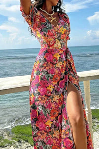 Slit Floral Short Sleeve Maxi Dress 100100199741991 15 Affordable Fashion Under $100 Jerry's Apparel 