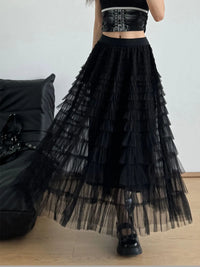 Tiered Tulle Maxi Skirt
