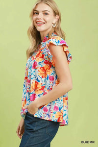 Umgee Smocked Yoke Ruffle Sleeve Floral Blouse 100100164031720 51 Affordable Fashion Under $100 Jerry's Apparel 