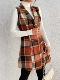 Honey Plaid Button Up Vest Coat