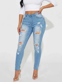 High-Waisted Distressed Skinny Jeans 101003709636482 44 Affordable Fashion Under $100 Jerry's Apparel 