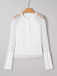 Sheer Lace Long Sleeve Slim Henley Top 100100913618351 35 Affordable Fashion Under $100 Jerry's Apparel 