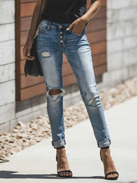 Distressed Button-Fly Skinny Jeans 100100937017590 43 Affordable Fashion Under $100 Jerry's Apparel 