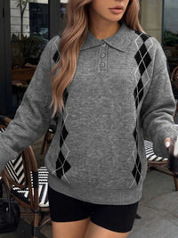 Argyle Patterned Polo Collar Sweater 100100781259890 43 Affordable Fashion Under $100 Jerry's Apparel 
