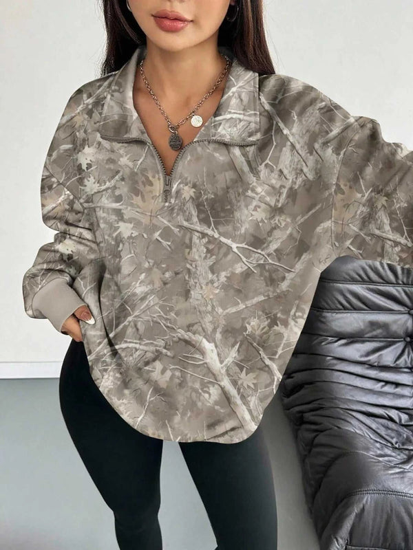 Quarter-Zip Printed Sweatshirt with Ribbed Cuffs 101001572580129 48 Affordable Fashion Under $100 Jerry's Apparel 