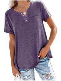 Full Size Notched Short Sleeve T-Shirt Plus Size
