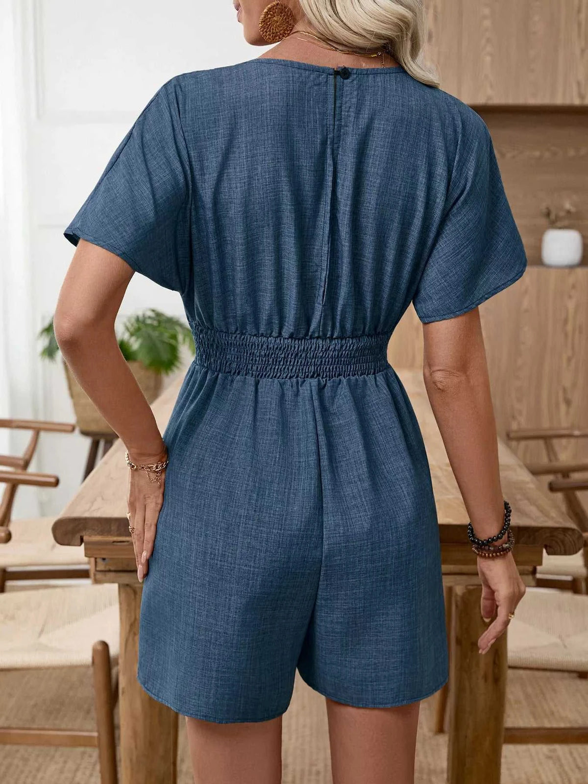 Casual V-Neck Elastic Waist Romper 100100707516722 32 Affordable Fashion Under $100 Jerry's Apparel 