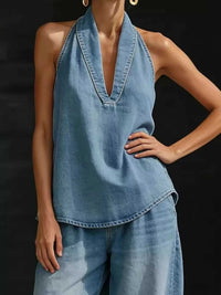 Full Size Halter Neck Top and Wide Leg Pants Plus Size 100100902768538 63 Affordable Fashion Under $100 Jerry's Apparel 