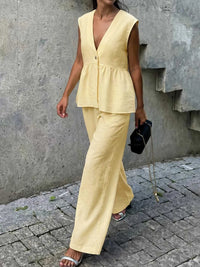 One Button Sleeveless Top and Pants Set 100100018954873 44 Affordable Fashion Under $100 Jerry's Apparel 