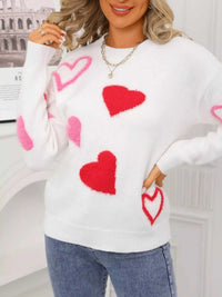 Valentine's Day Heart Pattern Knit Sweater 100100558392039 50 Gifts for Her Jerry's Apparel 