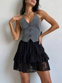 Lace Tiered Mini Skirt