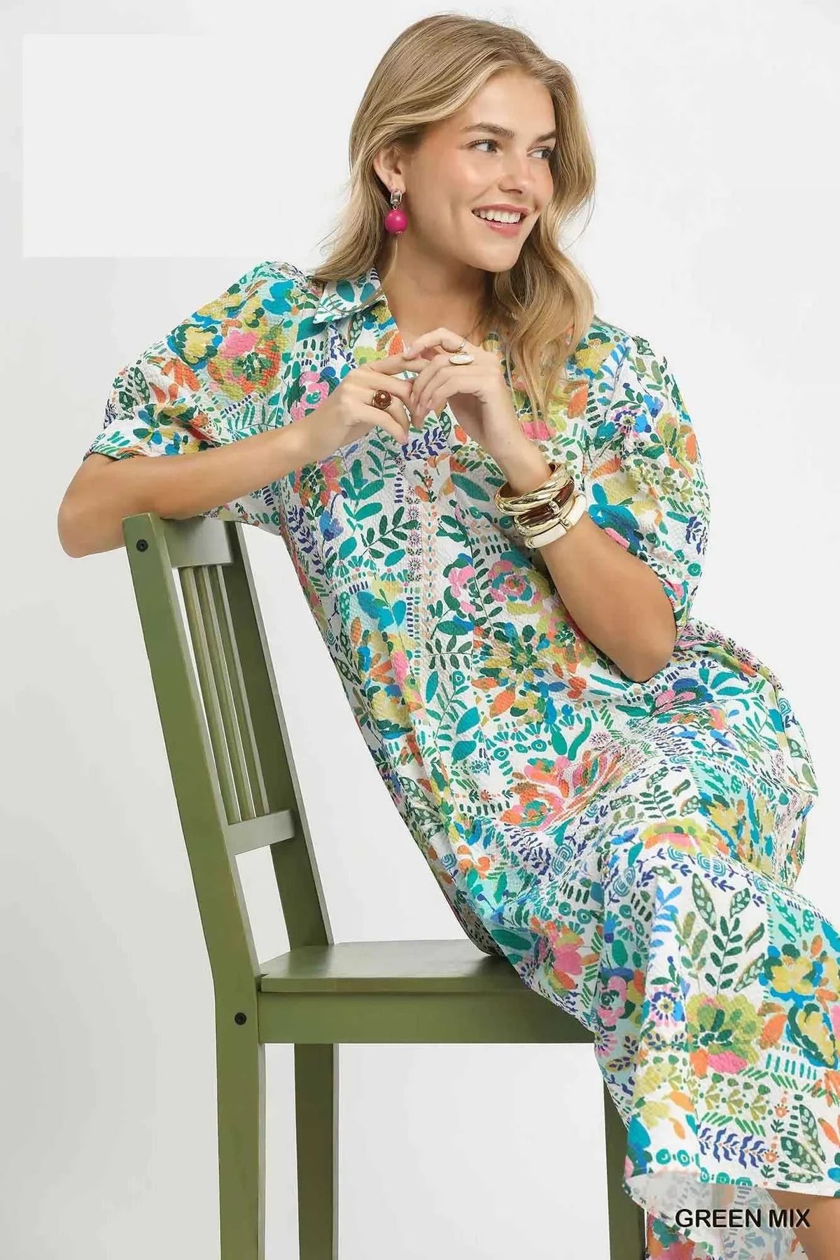 Umgee Folk Print Midi Dress with Side Pockets 100100974411206 62 Affordable Fashion Under $100 Jerry's Apparel 