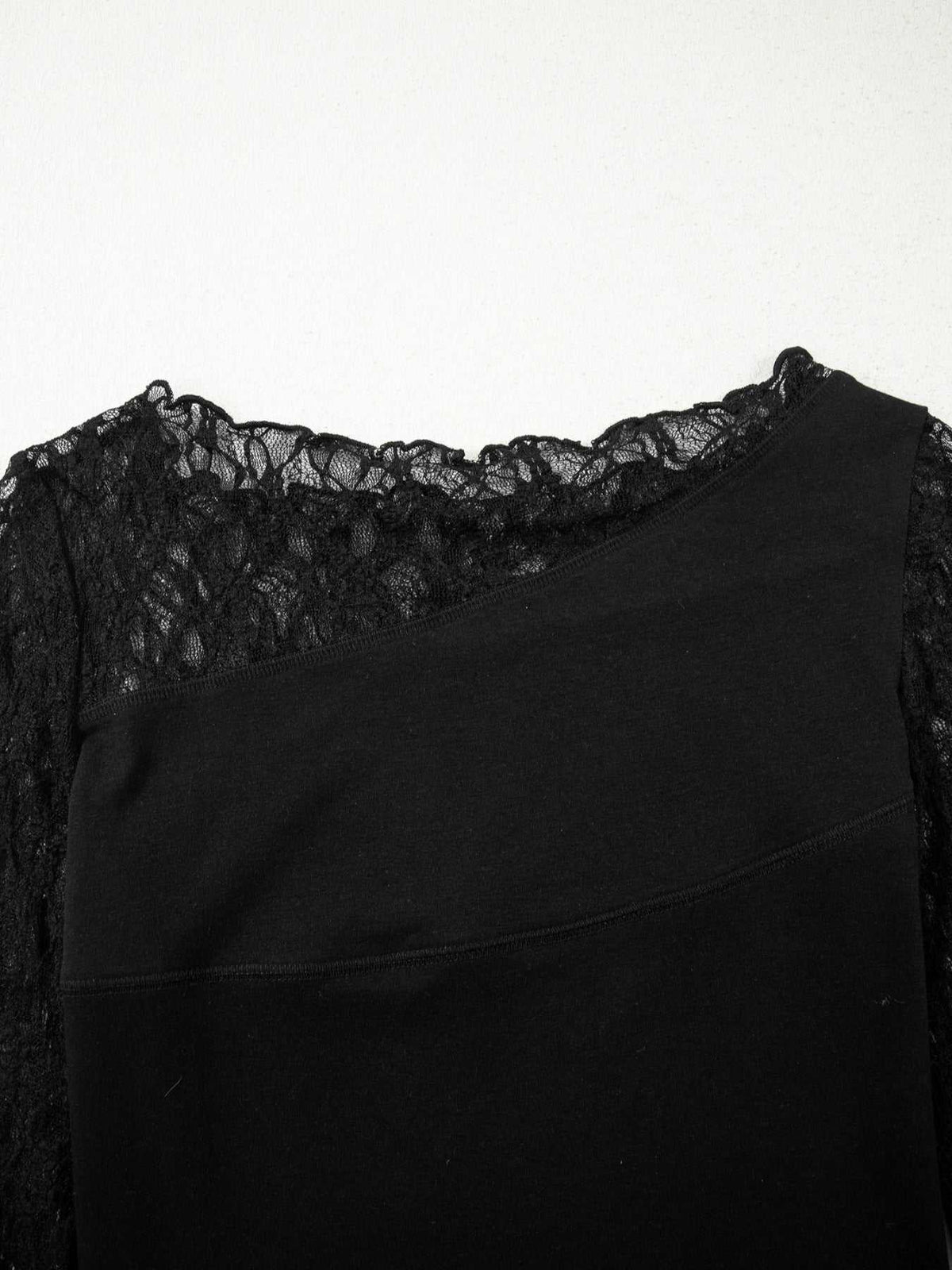 Asymmetric Panels Sheer Floral Lace Patchwork Long Sleeve Top 100100098556079 24 Affordable Fashion Under $100 Jerry's Apparel 