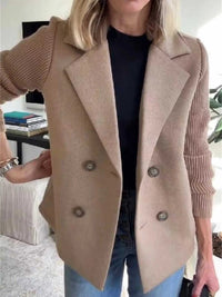 Full Size Knitted Sleeve Wool Blend Double-Breasted Blazer Plus Size 100100695520527 42 Affordable Fashion Under $100 Jerry's Apparel 