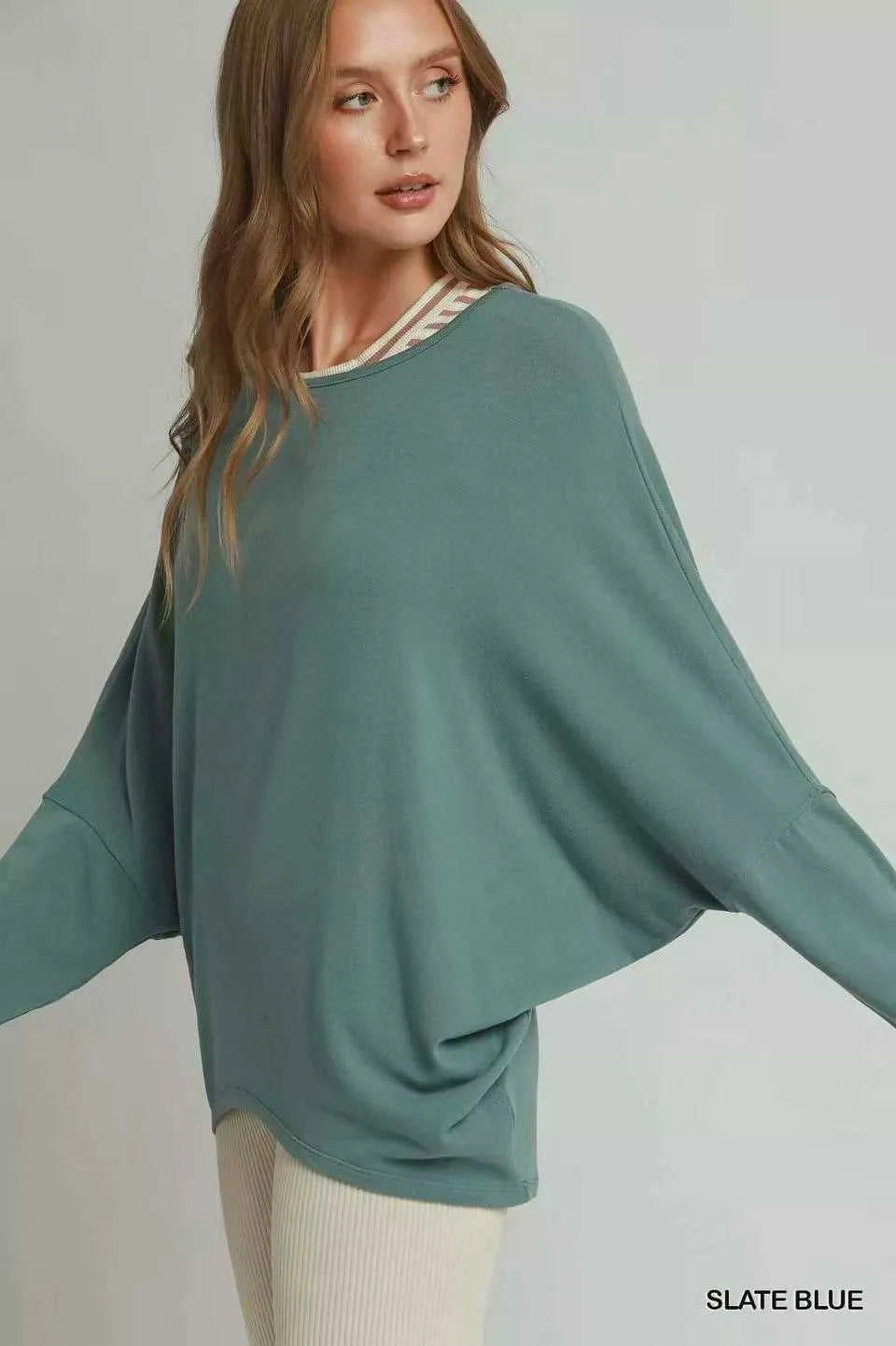Umgee Batwing Round Neck Long Sleeve Top 100100683101446 45 Affordable Fashion Under $100 Jerry's Apparel 