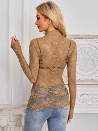 Mock Neck Long Sleeve Lace Sheer Top 100100861526419 16 Affordable Fashion Under $100 Jerry's Apparel 