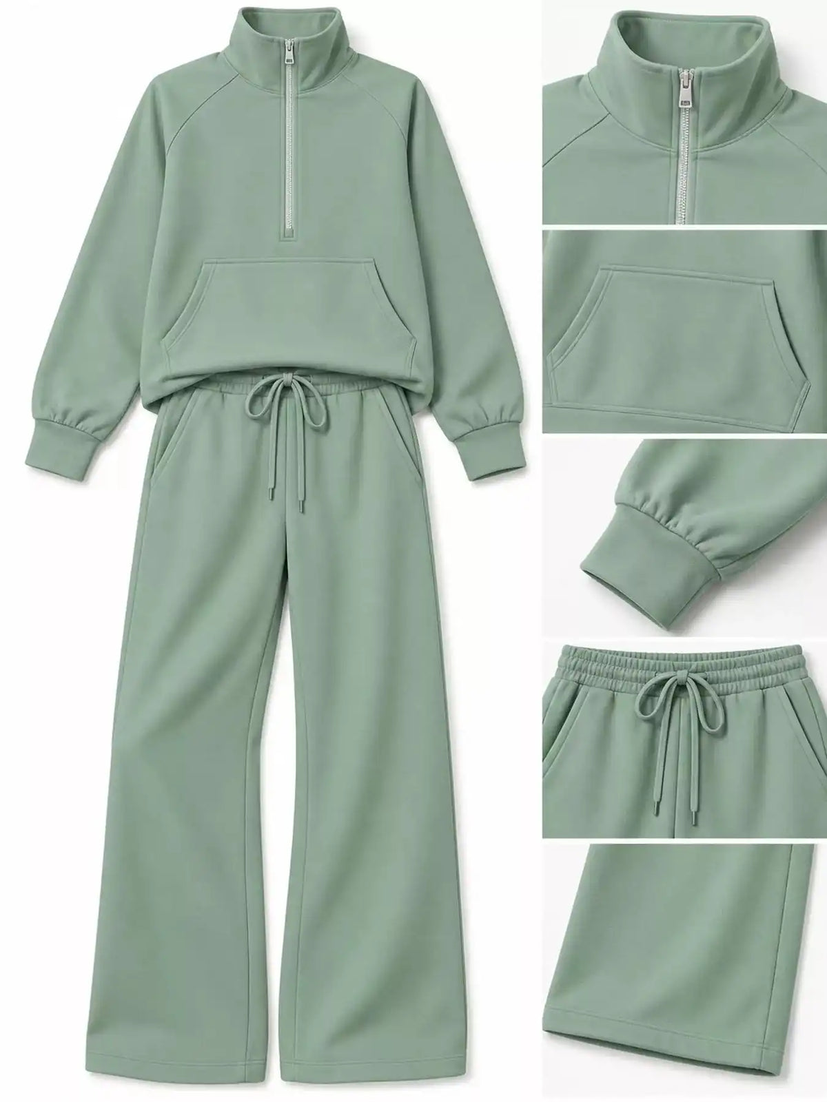 Half-Zip Sweatshirt and Wide-Leg Pants Set 101001840100593 40 Gifts for Her Jerry's Apparel 
