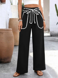 Crochet Trim Tie Waist Wide Leg Pants 100100132087397 35 Affordable Fashion Under $100 Jerry's Apparel 