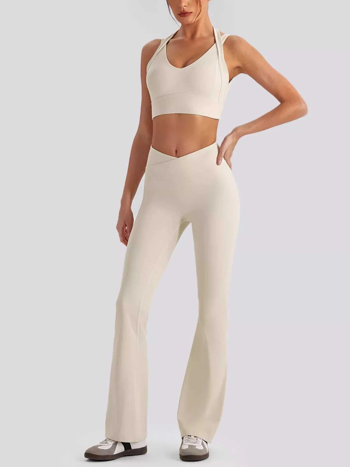 Seamless Criss-Cross V-Neck Tank and Leggings Active Set 101006885753799 113 Jerry's Apparel 