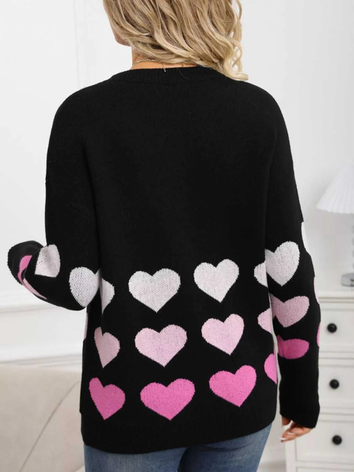 Valentine's Day Heart Pattern Crew Neck Sweater 100100455921910 49 Affordable Fashion Under $100 Jerry's Apparel 