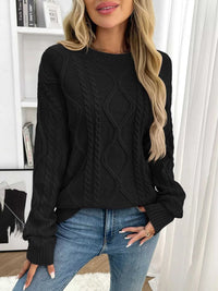 Cable Knit Round Neck Long Sleeve Sweater 100100086035617 48 Seasonal Fashion Collections Jerry's Apparel 