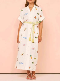 Printed Button Up Shirt Dress