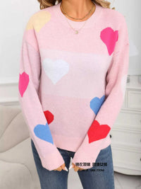 Valentine's Day Heart Round Neck Dropped Shoulder Sweater 100100731312890 46 Affordable Fashion Under $100 Jerry's Apparel 