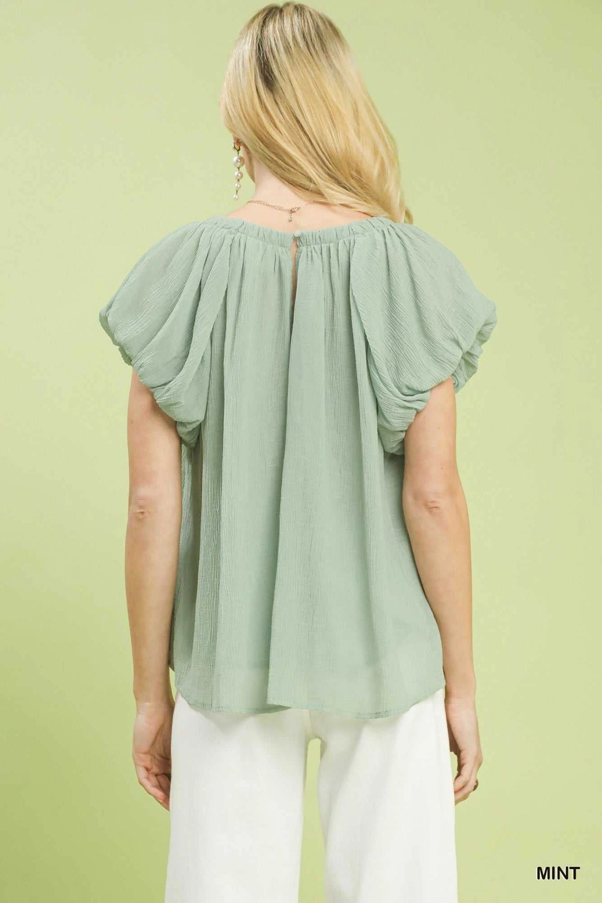 Umgee Crinkle Flutter Sleeve Peasant Top 100100554091171 51 Affordable Fashion Under $100 Jerry's Apparel 