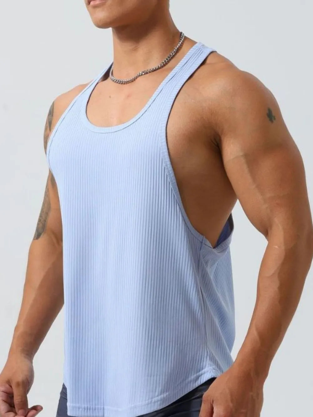 Men's Plus Size Round Neck Wide Strap Tank