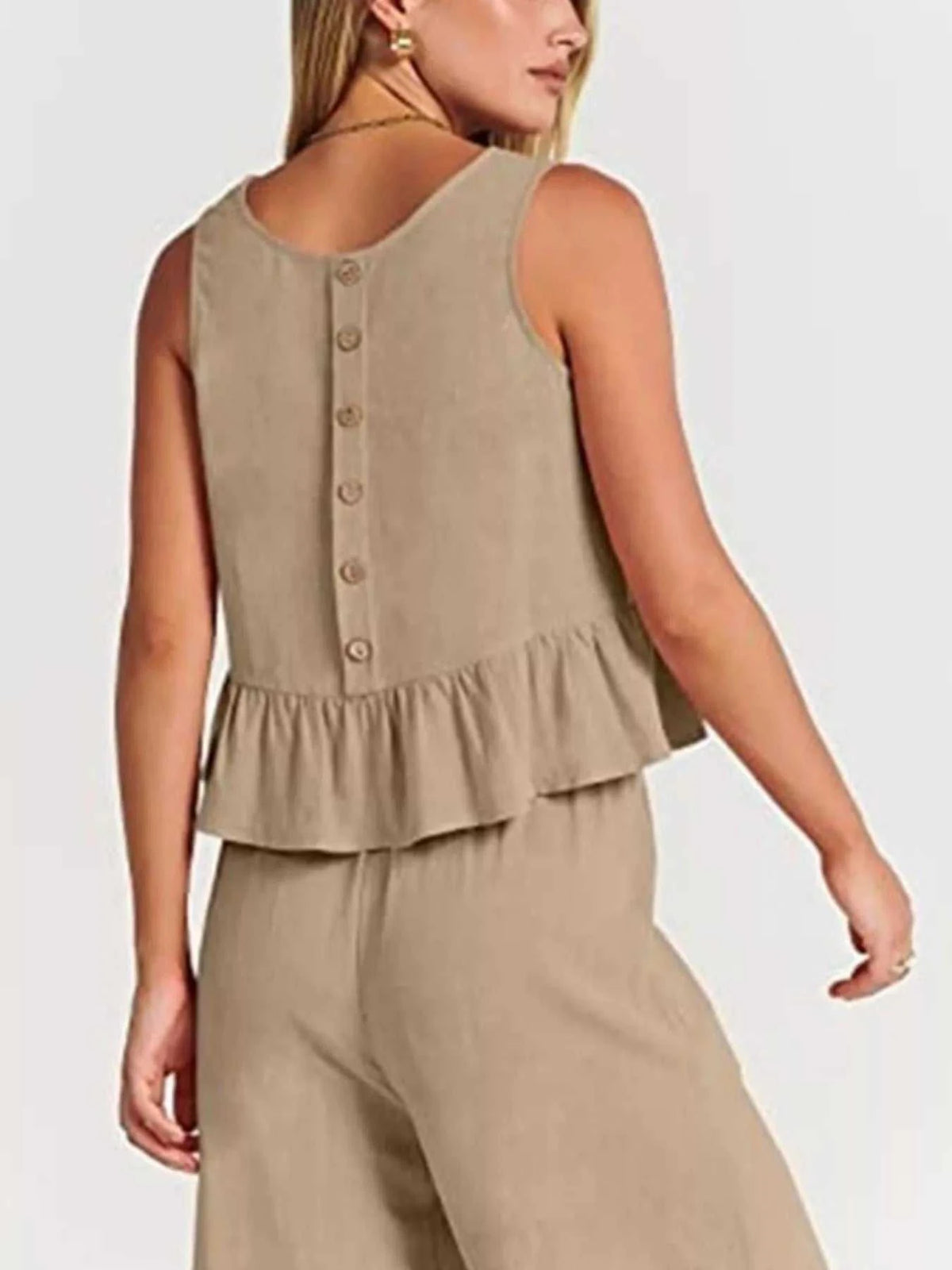 Full Size Ruffled Hem Sleeveless Top and Wide-Leg Pants Set Plus Size 100100048319818 31 Affordable Fashion Under $100 Jerry's Apparel 