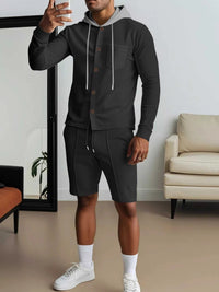 Men's Full Size Casual Hooded Button-Up Top and Shorts Set Plus Size 100400355175188 41 Affordable Fashion Under $100 Jerry's Apparel 